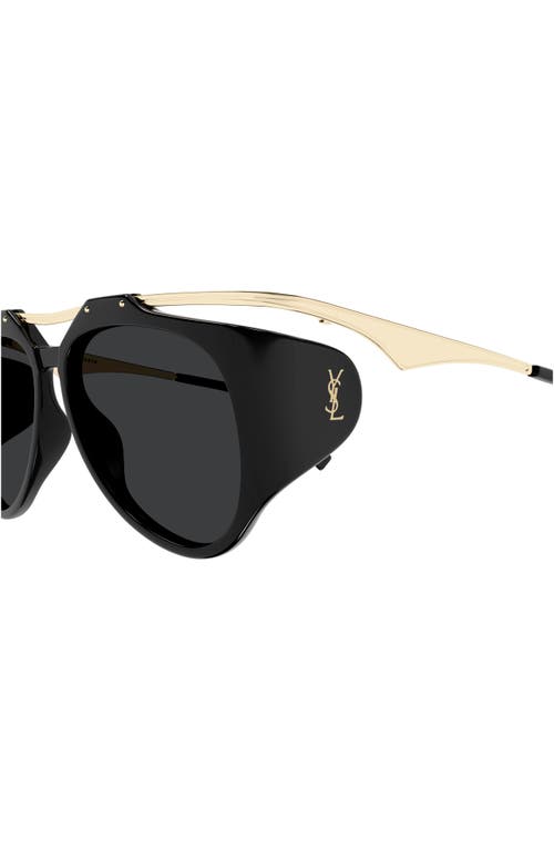 Shop Saint Laurent 55mm Irregular Sunglasses In Black