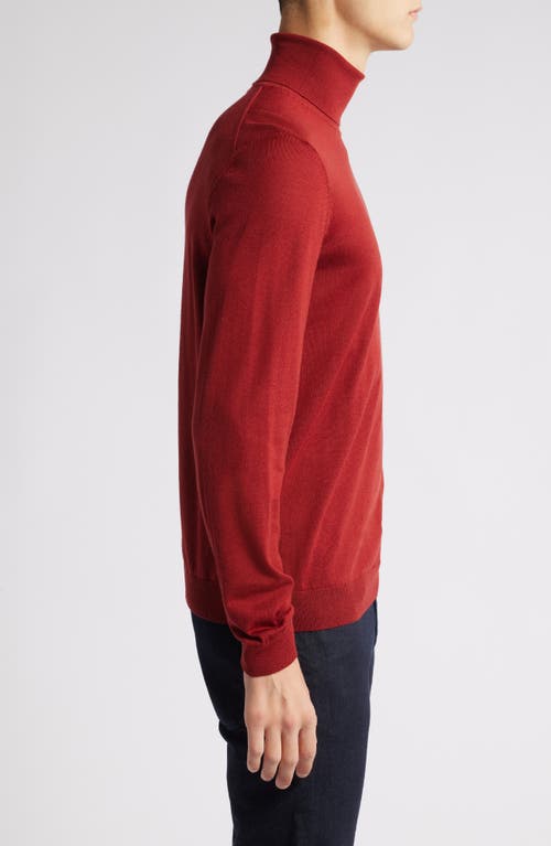 Shop Hugo Boss Boss Musso Virgin Wool Turtleneck Sweater In Medium Red