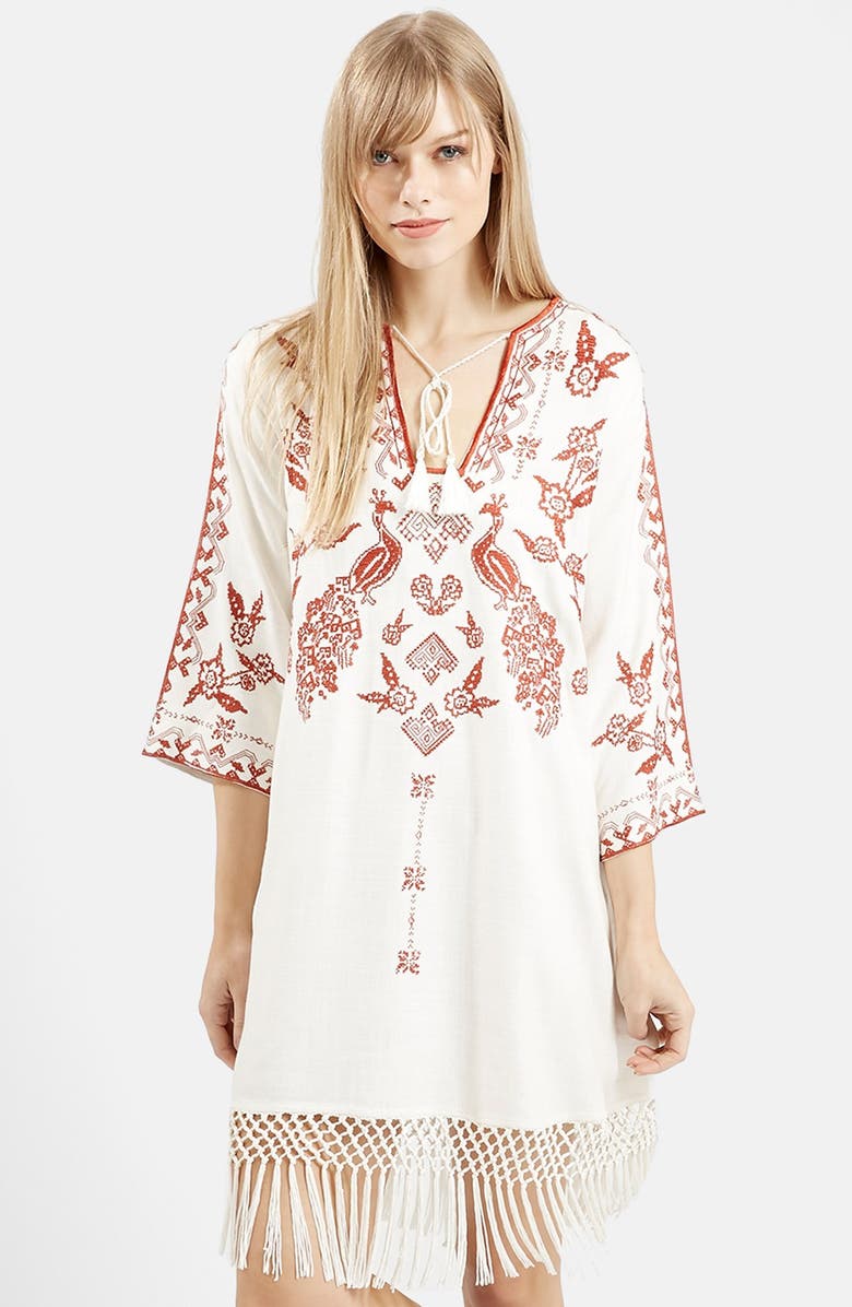 Topshop Embroidered Smock Dress | Nordstrom