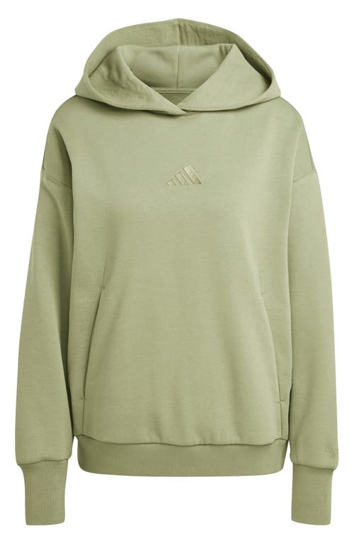 Shop Adidas Originals Adidas Oversize Fleece Hoodie In Tent Green