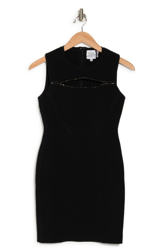 Herve Leger Ottoman Mini Dress In Black