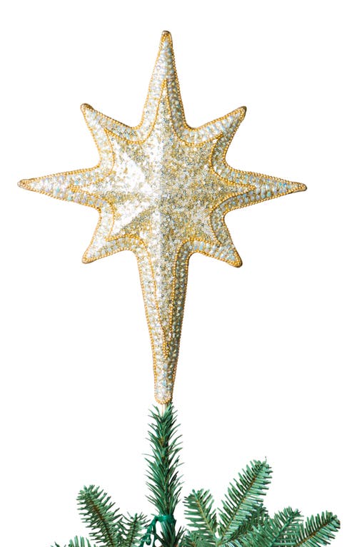 Balsam Hill Bethlehem Beaded Star Tree Topper in Gold 