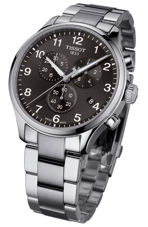 Shop Tissot Chrono Xl Collection Chronograph Bracelet Watch, 45mm In Silver/black/silver