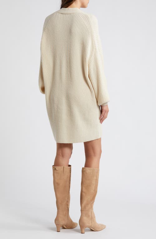 Shop French Connection Babysoft Rib Button Front Long Sleeve Sweater Dress In Classic Cream