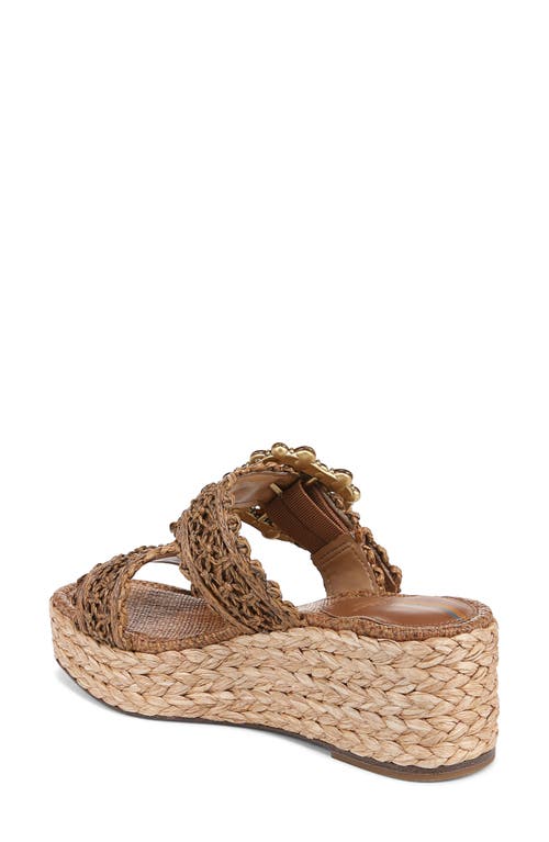 Sam Edelman Cadance Double Strap Raffia Wedge Platform Sandals In Cuoio