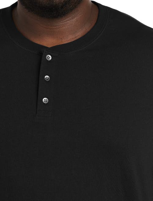 Harbor Bay By Dxl Wicking Long-sleeve Henley Shirt In Black