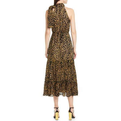 Rixo Eleanor Leopard Burnout Midi Dress, US / 10 UK - Brown