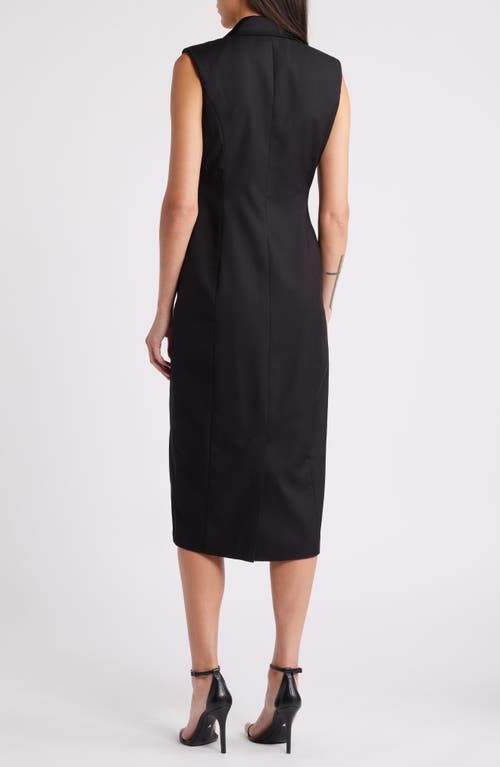 Shop Zoe And Claire Sleeveless Double Breasted Midi Dress In Black