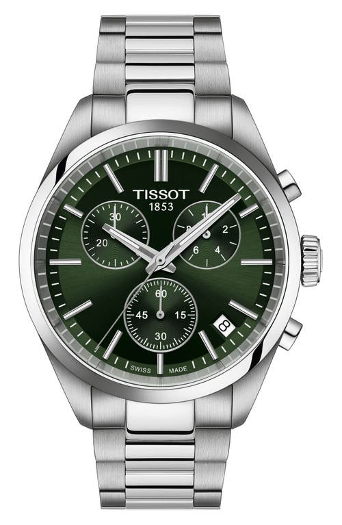 Tissot Pr 100 Chronograph Quartz Green Dial Steel Men's Watch T150.417.11.091.00 In Green