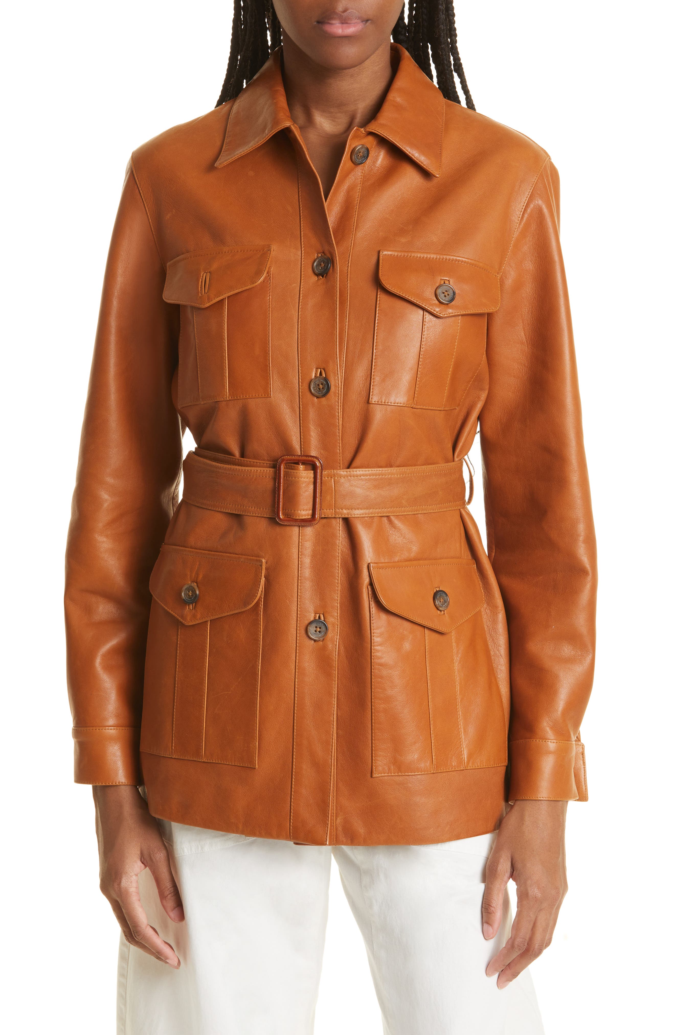 womens brown leather jacket with fur collar