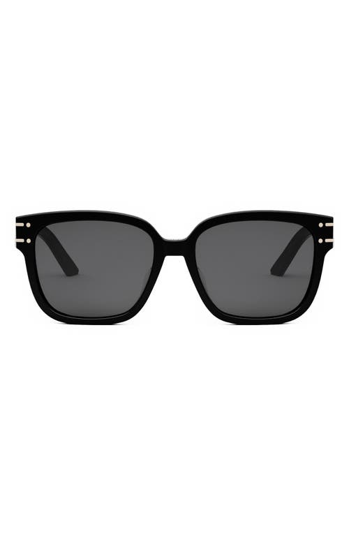 'Diorsignature S7F Square Sunglasses in Shiny Black /Smoke at Nordstrom