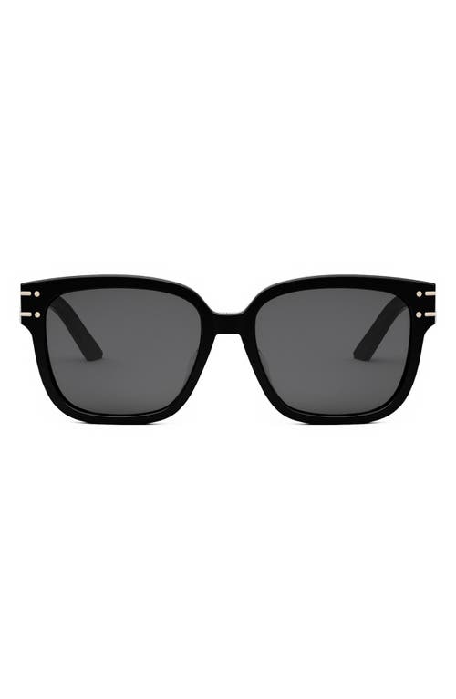 Shop Dior 'signature S7f Square Sunglasses In Shiny Black/smoke