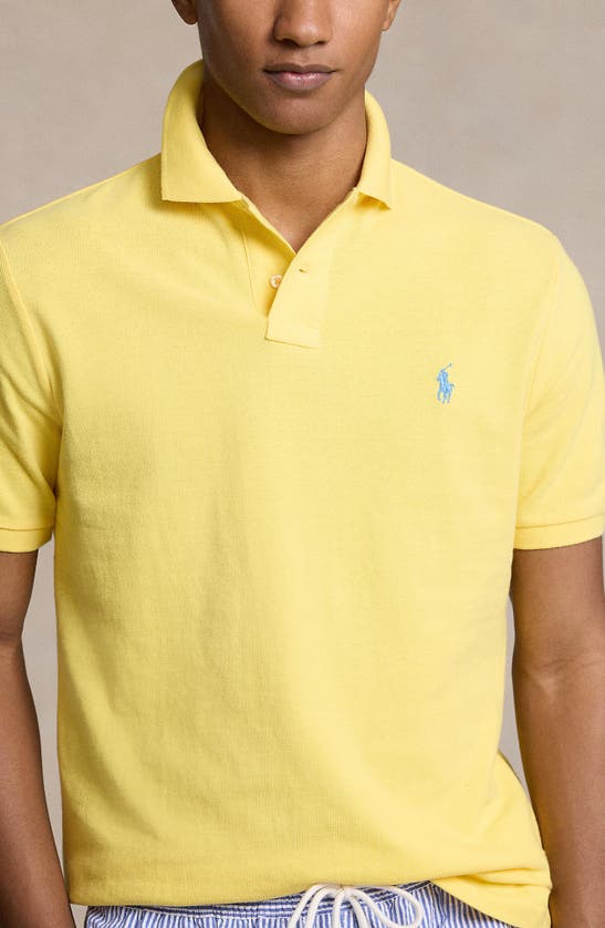 Shop Polo Ralph Lauren Solid Cotton Polo In Oasis Yellow