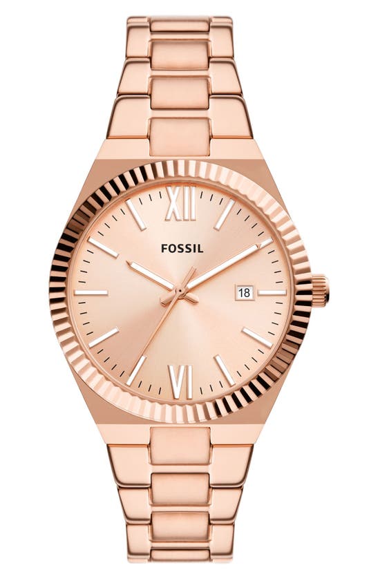 Fossil Women's Scarlette Quartz Rose Gold-tone Stainless Steel Bracelet Watch, 38mm