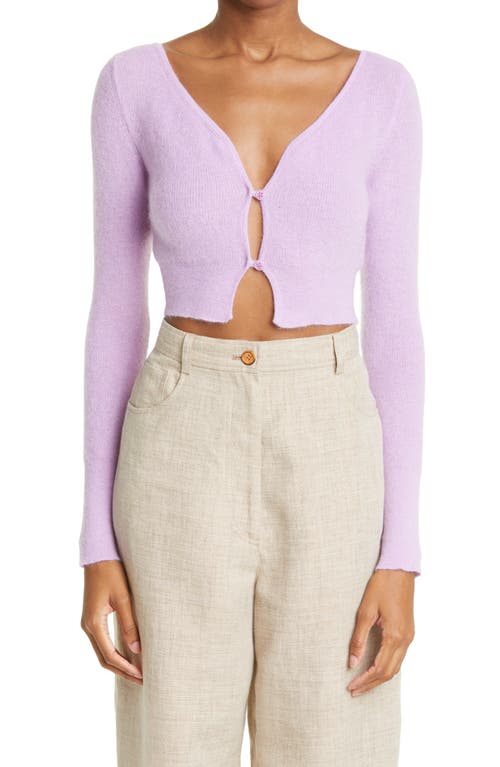 Jacquemus Alzou Mohair Blend Crop Cardigan In Pink