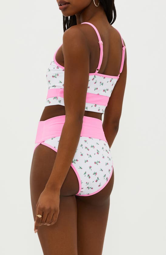 Shop Beach Riot Eva Colorblock Rib Bikini Top In Peony Blossom Colorblock