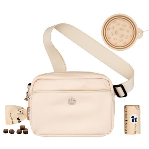 Puppington 3-in-1 Dog Walking Bag With Poop Bags Plus Travel Bowl In Vanilla Cream
