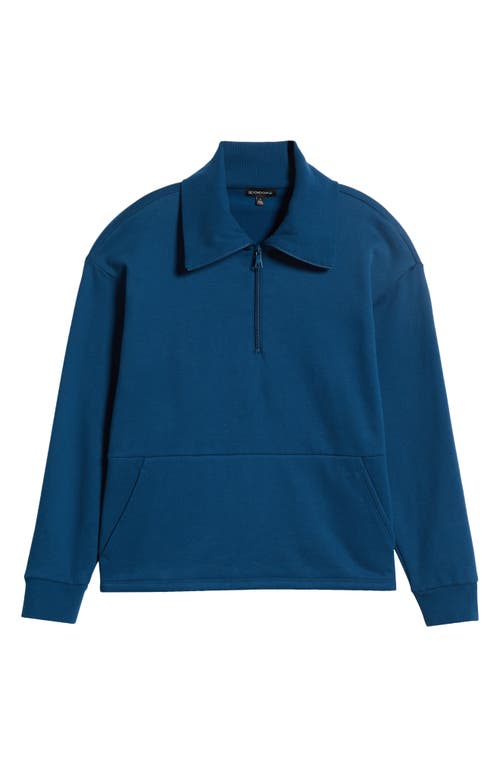 Beyond Yoga Trek Half Zip Pullover In Blue Gem