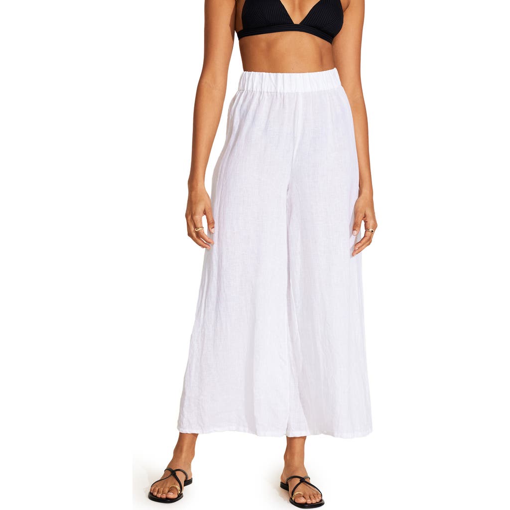 Shop Vitamin A ® Tallows Wide Leg Linen Cover-up Pants In White