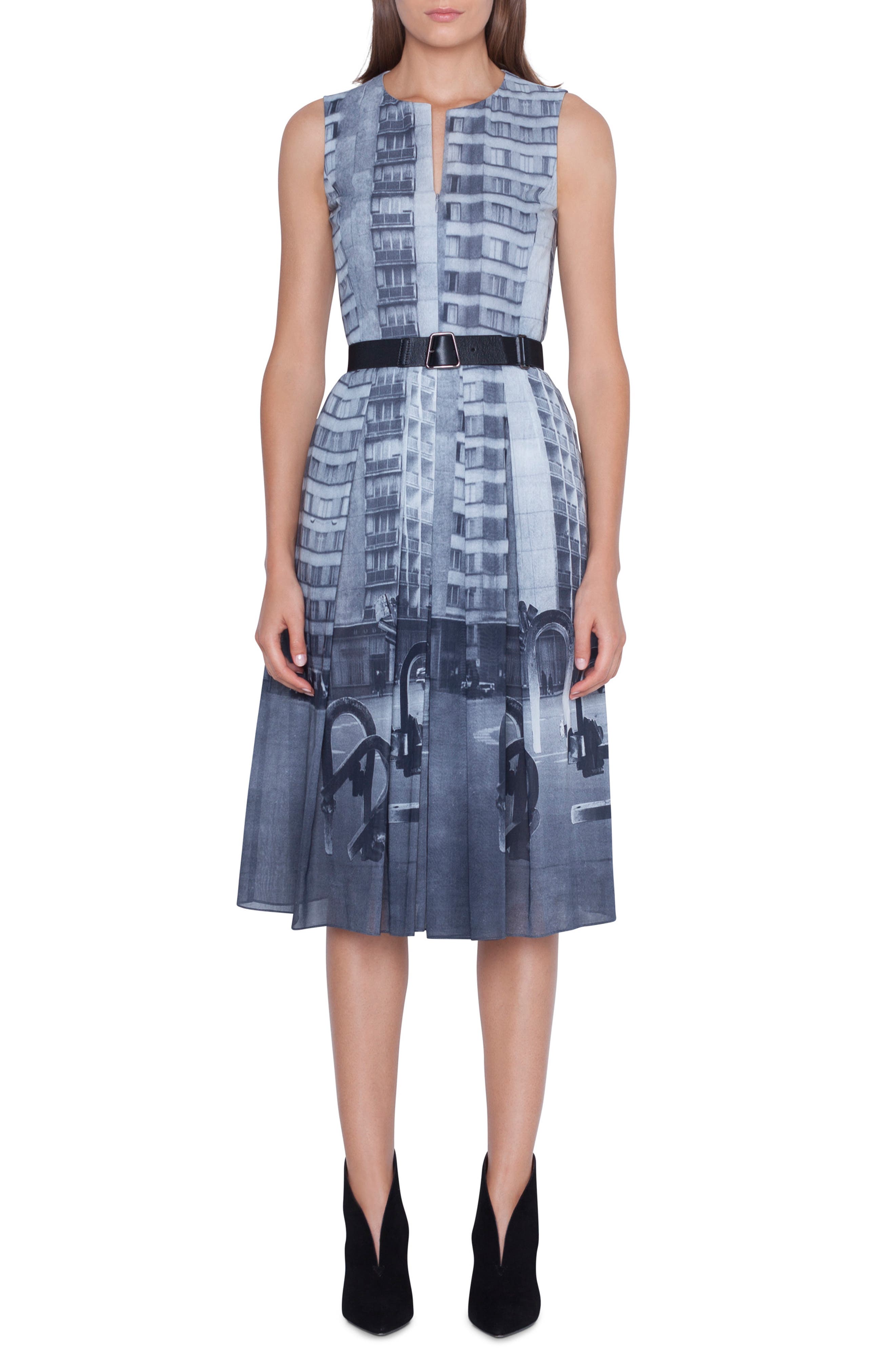Akris Magnets In The City Print Dress, Grey