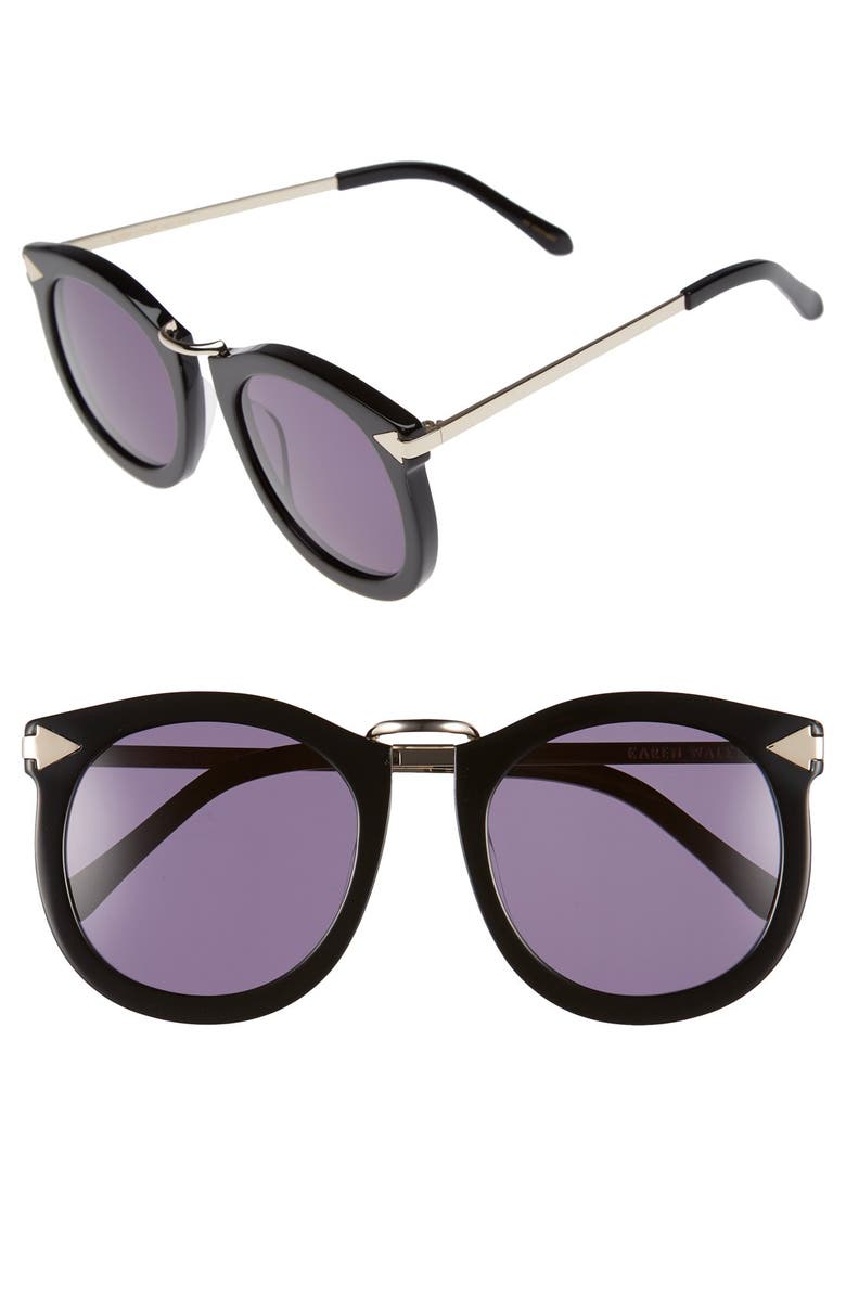 KAREN WALKER 'Super Lunar - Arrowed by Karen' 52mm Sunglasses, Main, color, 001