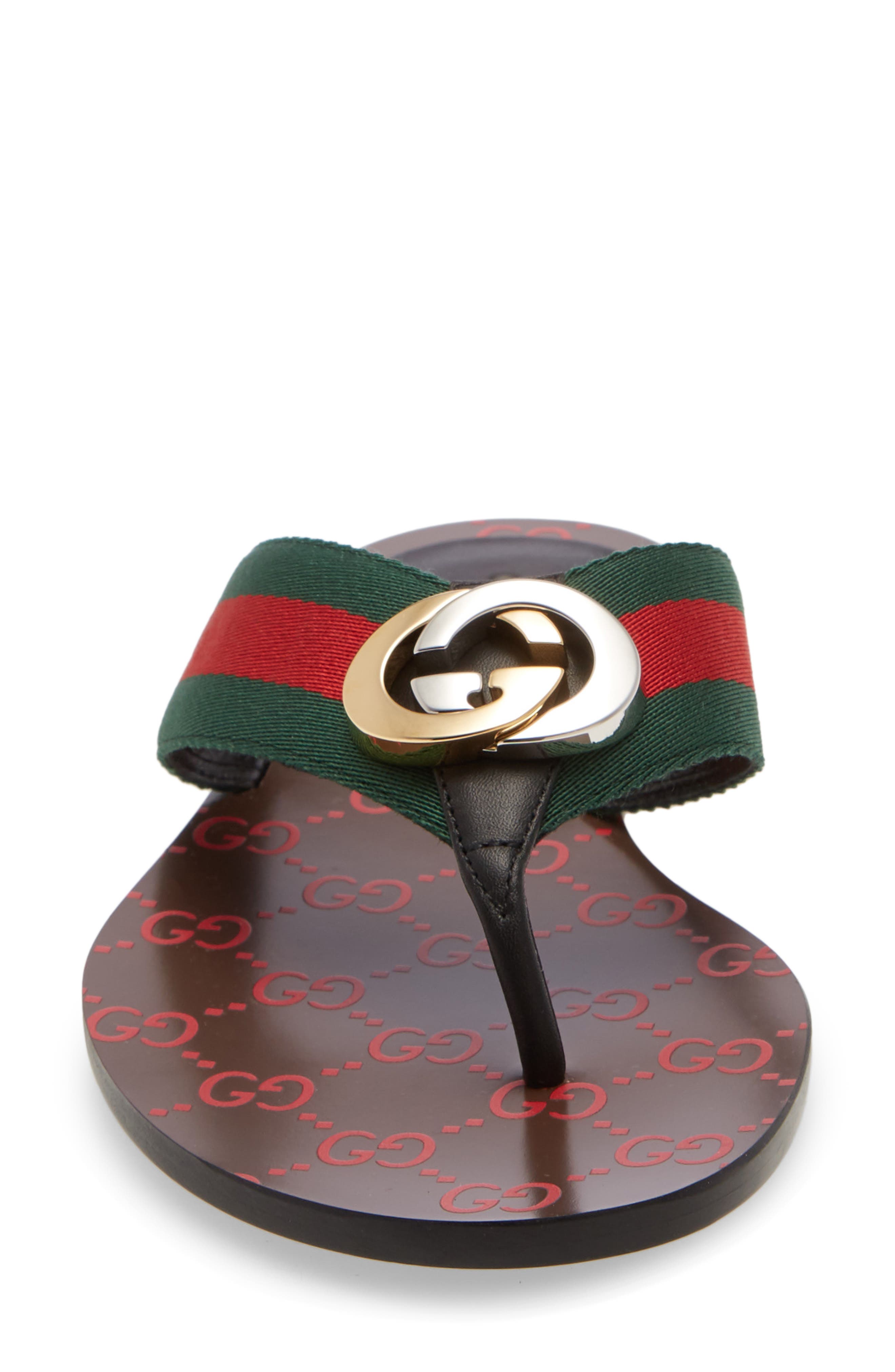 gucci logo flip flops