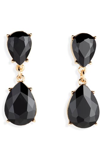 Shop Nordstrom Rack Double Drop Crystal Earrings In Black- Gold