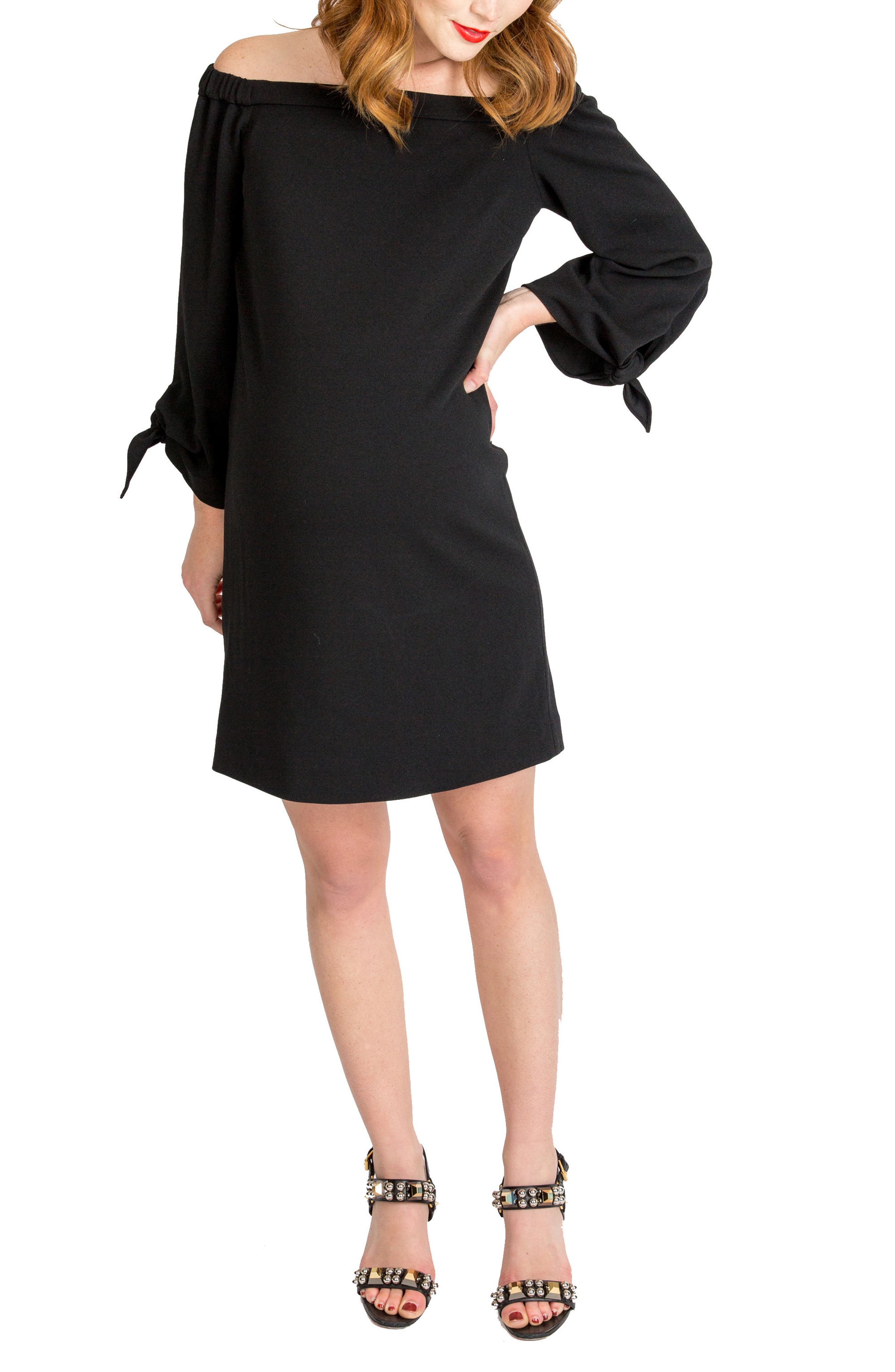 Nom Maternity Octavia Off The Shoulder Maternity Dress, Black