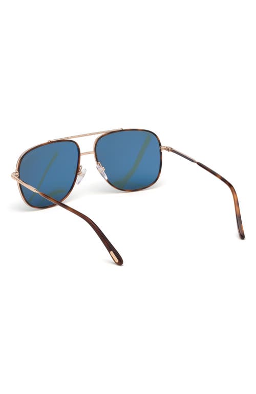 Shop Tom Ford Benton 58mm Aviator Sunglasses In Shiny Rose Gold/blue