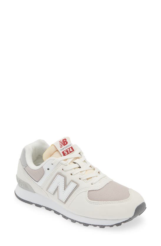 Shop New Balance Kids' 574 Sneaker In Sea Salt/ White