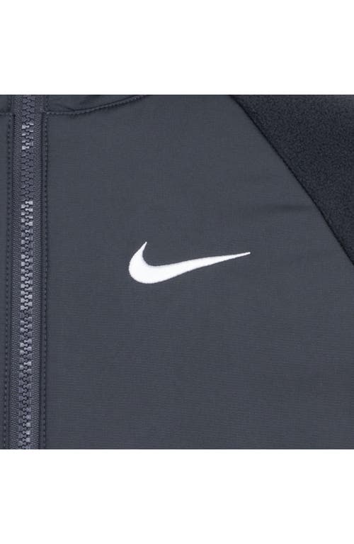 3 Brand Kids' Mixed Media Fleece Zip Hoodie In Anthracite