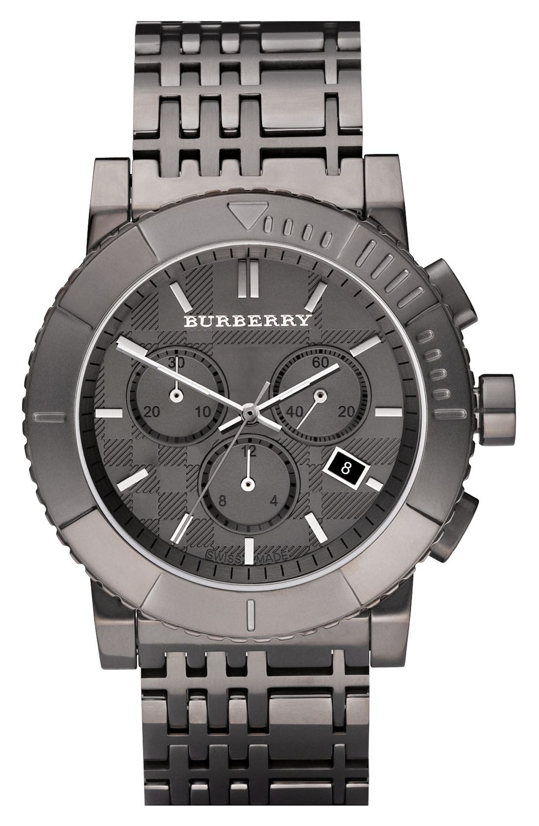 burberry round chronograph bracelet watch