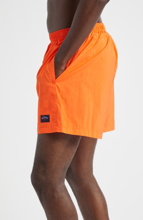 Noah Core Solid Nylon Swim Trunks In Flame