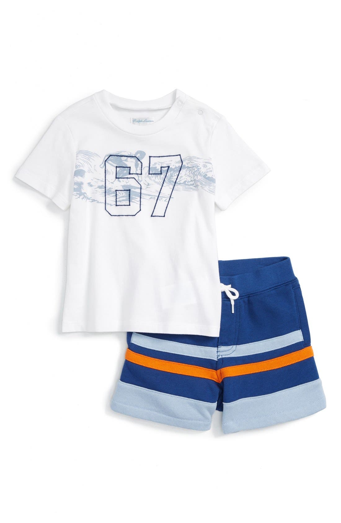 RALPH LAUREN Baby Boys Graphic T-Shirt /& Striped Shorts Set