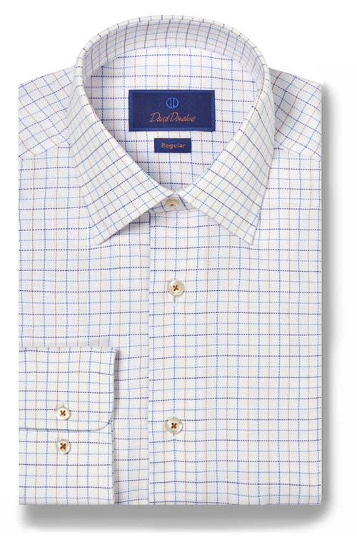 David Donahue Regular Fit Royal Oxford Check Dress Shirt White/Dune at Nordstrom,