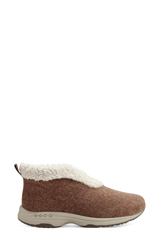 Easy Spirit Trepose Faux Shearling Lined Slipper In Medium Brown