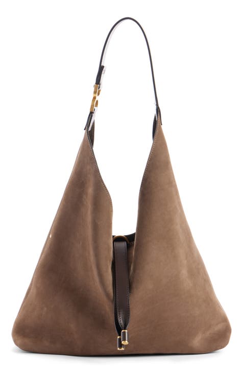 Dark brown suede handbags best sale