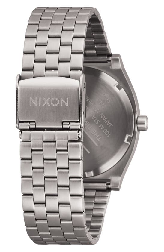 Shop Nixon The Time Teller Bracelet Watch, 37mm In Light Gunmetal / Dusty Blue