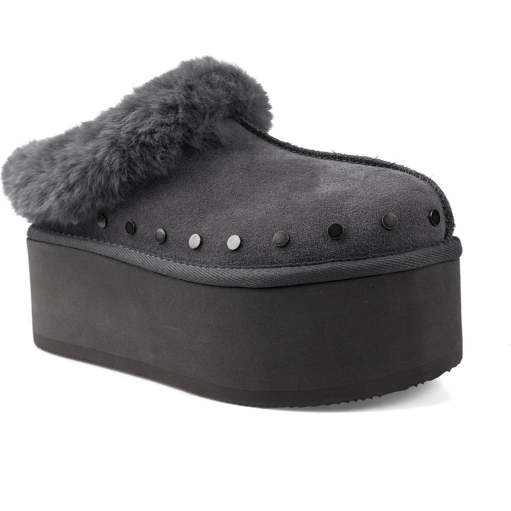 Candies Candie's Sabi Faux Fur Platform Clog In Grey