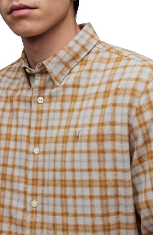 Allsaints Sonny Plaid Flannel Button-up Shirt In Faded Taupe