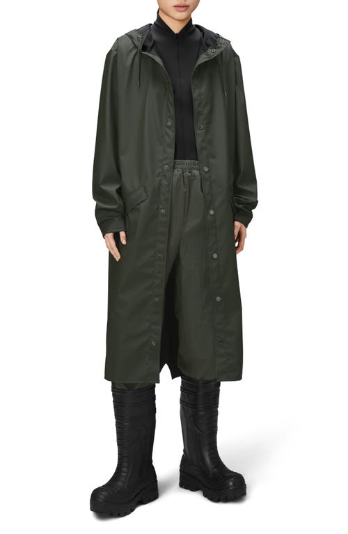 Rains Waterproof Hooded Long Jacket in Green at Nordstrom, Size X-Small