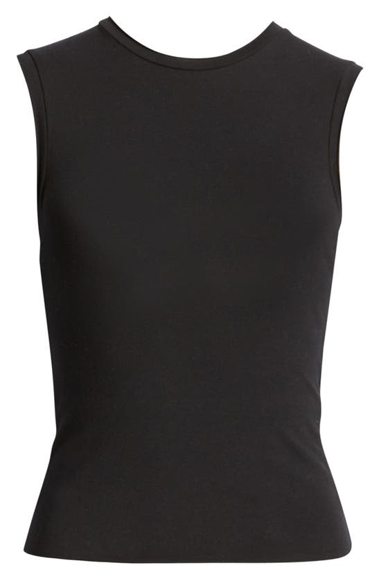 Topshop Clean Stretch Cotton Tank Top In Black