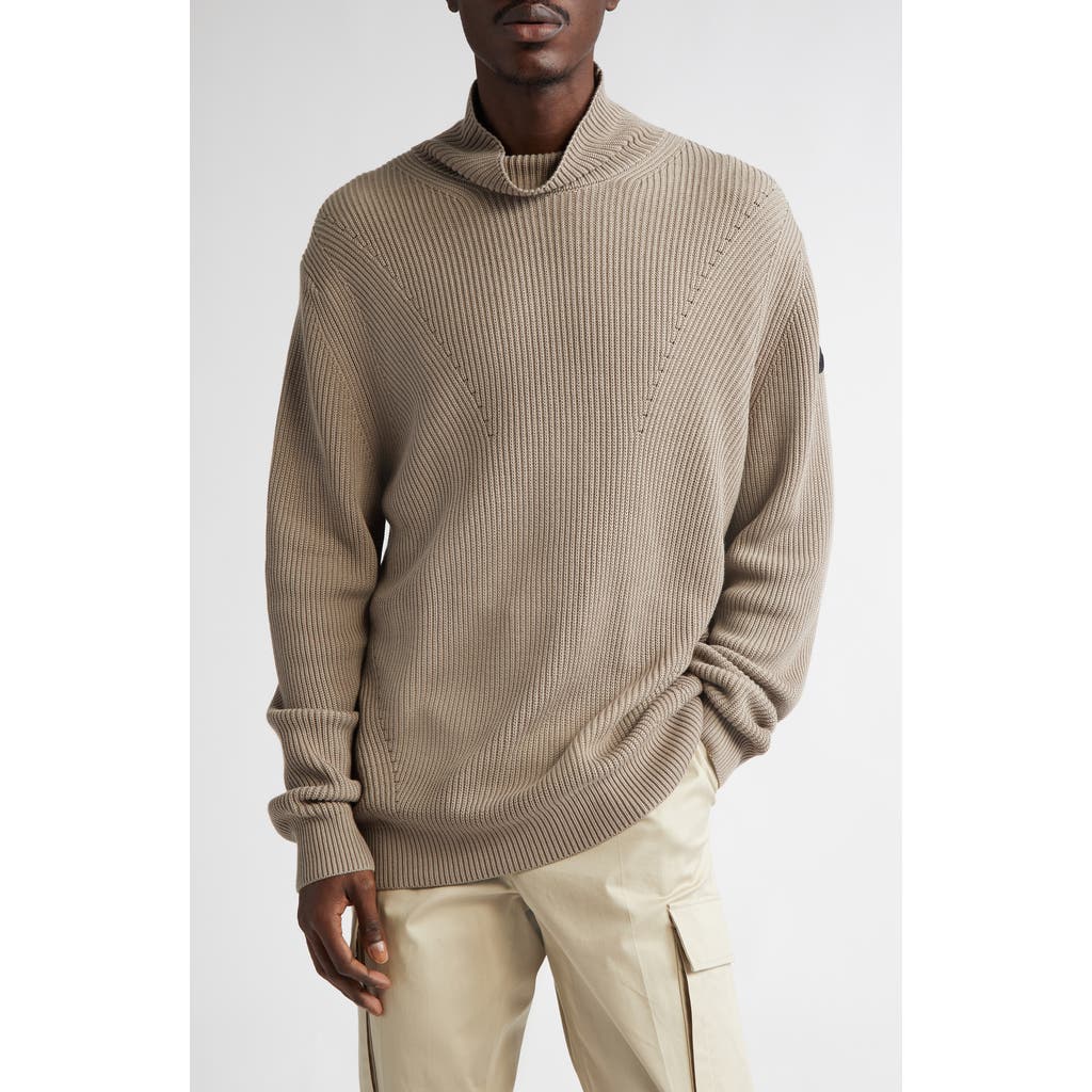 Moncler Ciclista Cotton Turtleneck Sweater In Beige