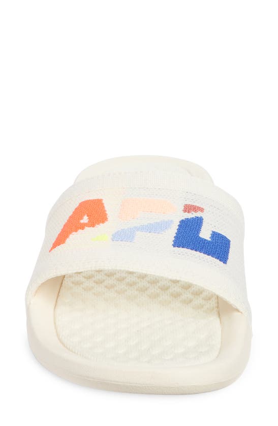 Apl Athletic Propulsion Labs Big Logo Techloom Knit Sport Slide In Pristine / Neon / Blocked