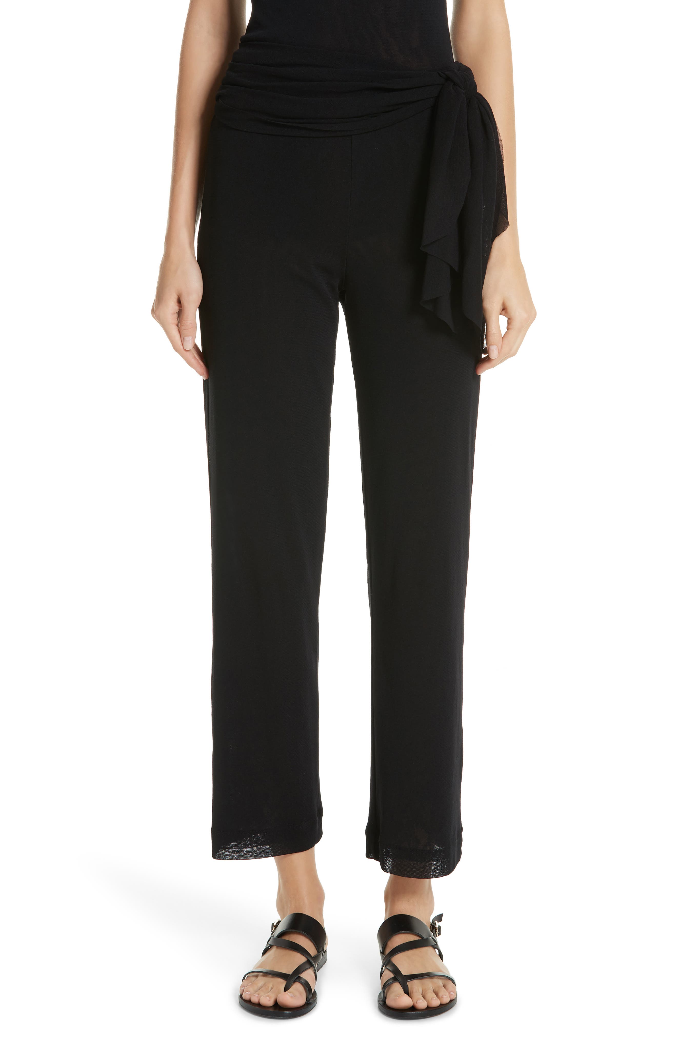 Fuzzi Wrap Waist Crop Pants, Black