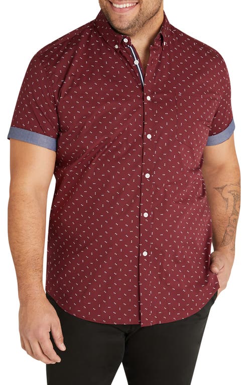 Johnny Bigg Benson Arrow Print Stretch Short Sleeve Button-Down Shirt in Burgundy