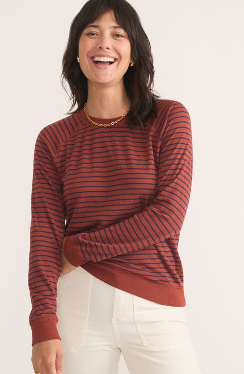 Shop Marine Layer Stripe & Dot Reversible Raglan Pullover In Henna/navy