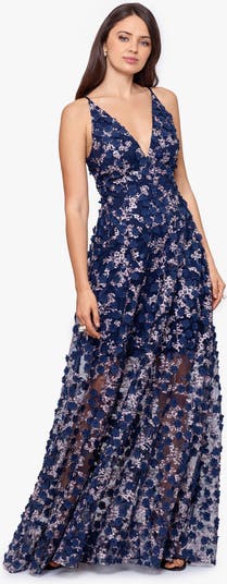 Xscape 3d store floral evening dress