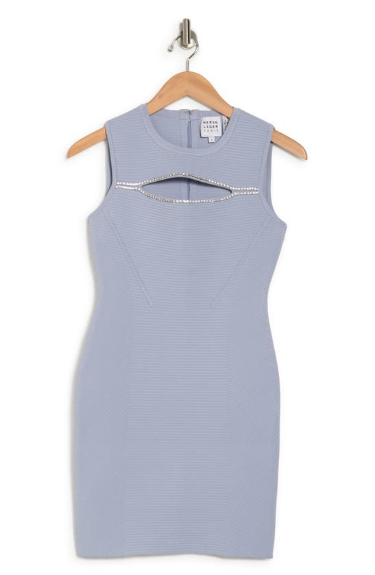 Herve Leger Ottoman Mini Dress In Pewter