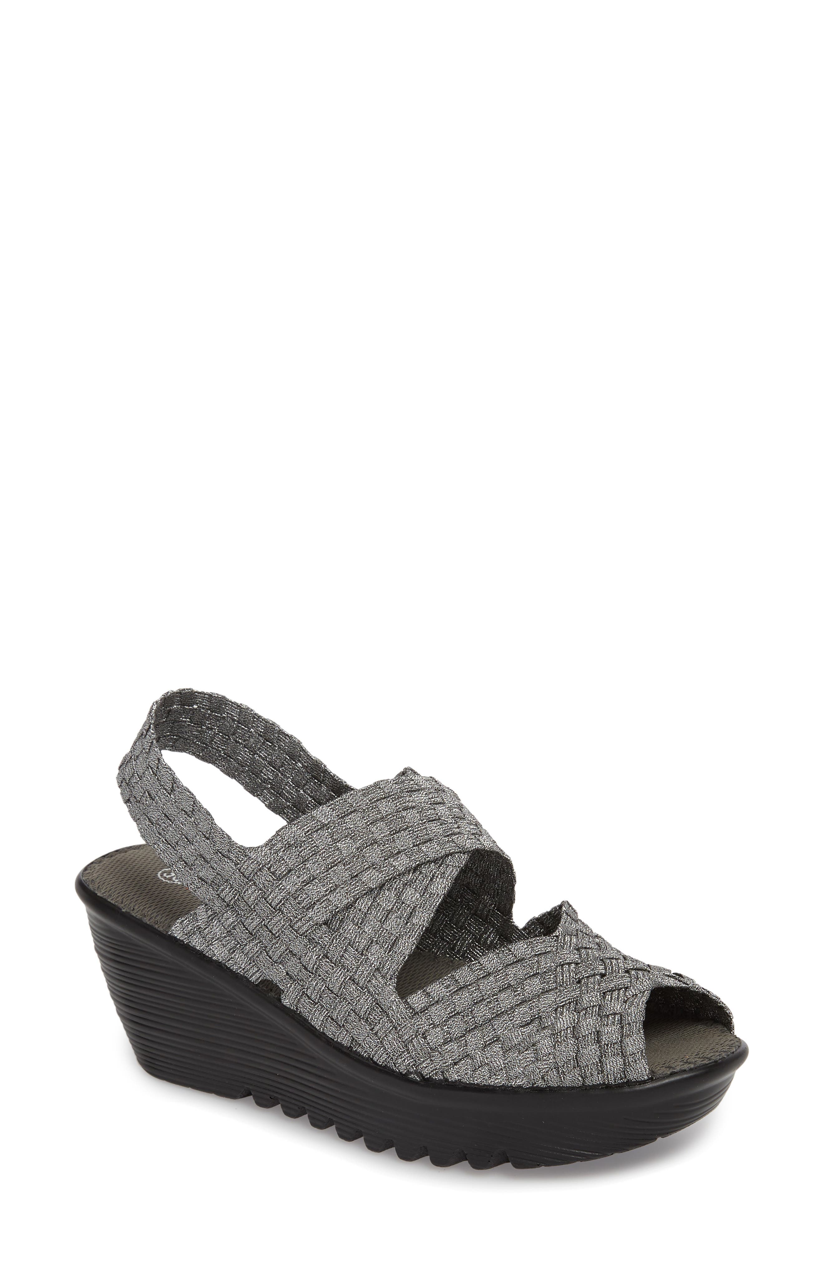 BERNIE MEV. Jessica Wedge Sandal, Main, color, PEWTER FABRIC